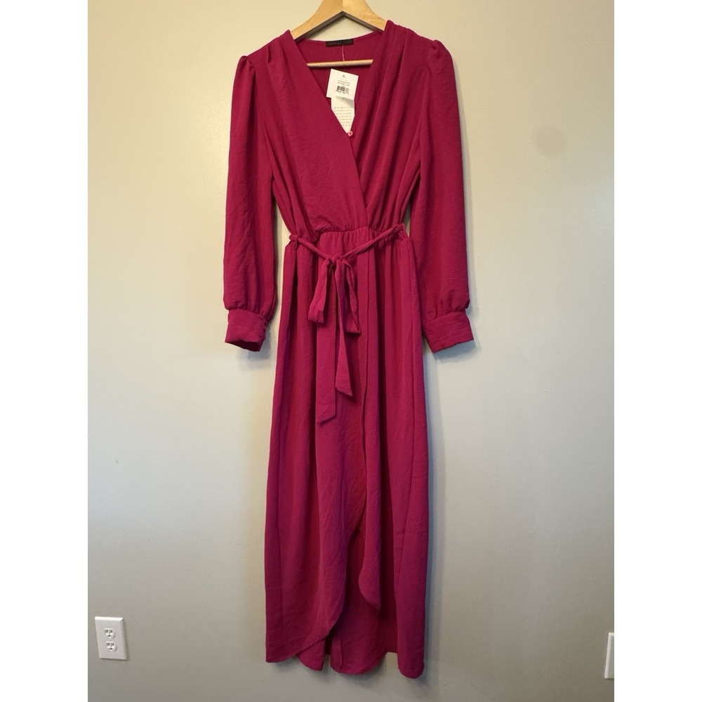 Fraiche by J Maxi Wrap Dress Pink Large Wedding Guest Bridesmaid‎ NWT Boho